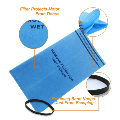 9 Pack Wet Dry Vacuum Filter Bags For Stinger 2.5 To 5 Gallon Shop Vacuums with retaining bands detail