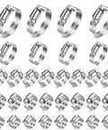Heavy Duty Stainless Steel Hose Clamps Kit, Thirty Two Pack, Adjustable From One Quarter Inch To Two Inches, Six To Fifty One Millimeters