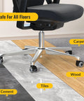 Dead Quiet Two Inch Office Chair Casters Fit Ikea 1Kea Compatible Dual Wheel Roller Set Of Five on carpet, wood, tile, and cement floors.