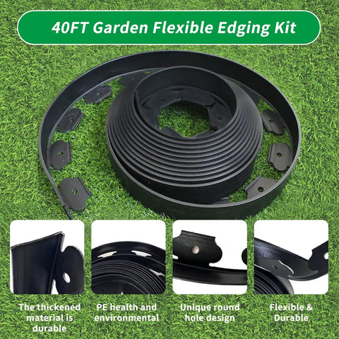 No Dig Landscape Edging System For Quick Easy Diy Lawn Borders 40 Ft Run With 2 Inch Tall Black Heavy Duty Plastic Border