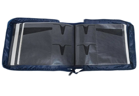 Open view of Durable Portable DVD CD Blu Ray Storage Case With Extra Wide Title Cover Pages Holds 192 Discs And 96 Booklets