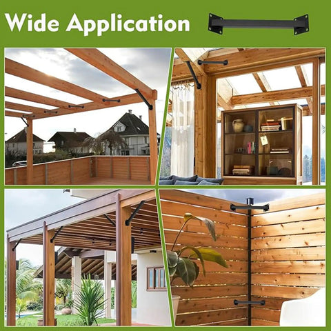 45 Degree Pergola Bracket Kit For Wood Beams Set Of 2 Heavy Duty Corner Braces For Gazebo Deck And Patio DIY Projects Reinforces Outdoor Timber Structures With Sturdy Steel Construction And Matte Black Finish