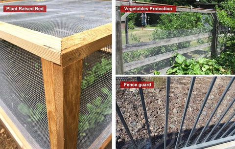 Image showing Beefy 36x50 Hardware Cloth One Quarter Inch 23Ga Welded Wire Mesh used on raised beds, vegetable protection, and as a fence guard.