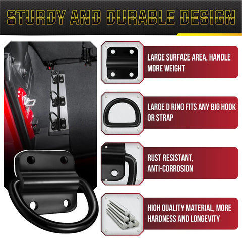 Heavy Duty Steel D Ring Tie Down Anchors Six Pack With Screws And Bolts 3500 Pound Breaking Strength Surface Mount