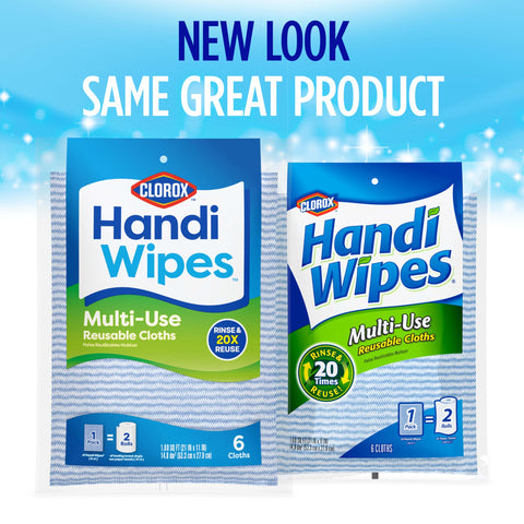 Handi Wipes Multi Use Reusable Cleaning Cloths For Home And Kitchen, Durable Machine Washable Rags That Cut Down On Paper Towels, 6 Pack