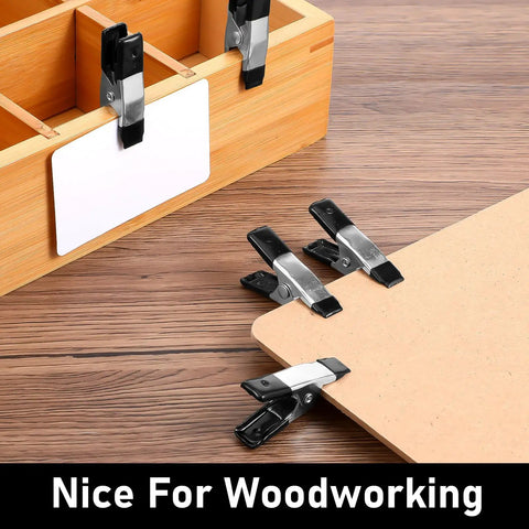 Durable 2 Inch Mini Spring Clamps With Rubber Tips For Non Slip Grab And Go Grip Heavy Duty Metal Clips in woodworking use