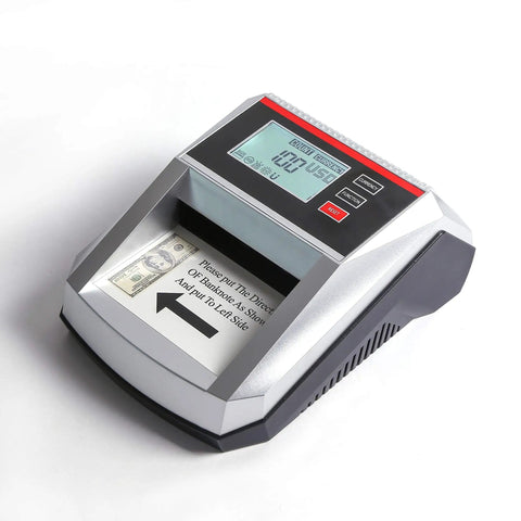 Two In One Counterfeit Money Detector And Bill Counter With UV MG IR RGB 2D Size Detection on a white background