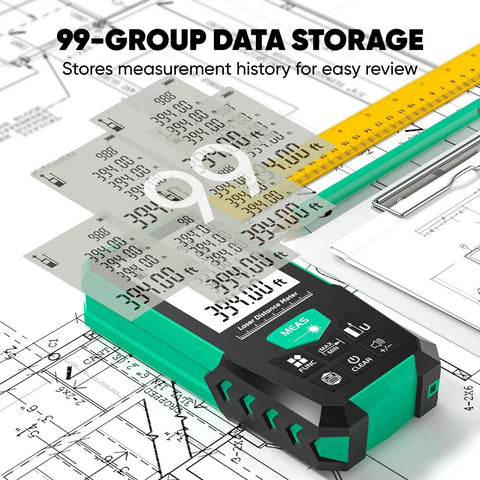 Heavy Duty Green Beam Laser Tape Measure 394 Ft Range With Built In Digital Level Dead On Accuracy For Hassle Free Distance Area And Volume Tracking Outdoor Home Jobs With Battery Included