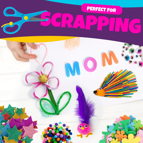 Child using Ultimate Kids Craft Kit With Over 2000 Pieces For Boys And Girls Ages 4 To 9 Mega Arts And Crafts Set with colorful supplies.