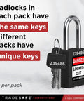 Lockout Tagout Padlocks Set Of 10 Black Keyed Alike Safety Locks With 2 Keys Each, OSHA Compliant LOTO Locks Close-up View