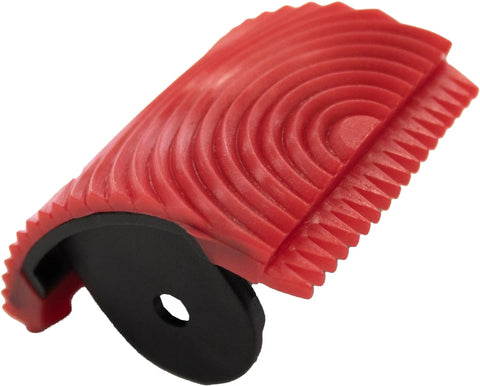 Red and black tool from the Three Piece Wood Graining Set For Faux Wood Finishes, Create Cathedral Oak, Pine And Cedar Grain Patterns.