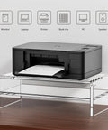 Clear Acrylic Monitor Stand Riser 2 Tier Up To 5.12 Inches High For Laptop And PC Desk Organizer with printer on top