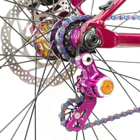 Single Speed Chain Tensioner Kit For Hardtail MTB BMX DJ And Folding Bikes, CNC 6061 Aluminum Adjustable Tensioner on bike