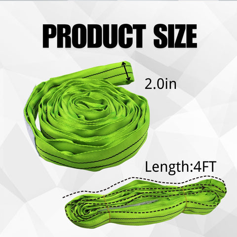 Green Polyester Endless Round Sling Rigging Lifting Strap For Safe Hoisting 4 Feet Length 5,300 Lb Vertical Capacity