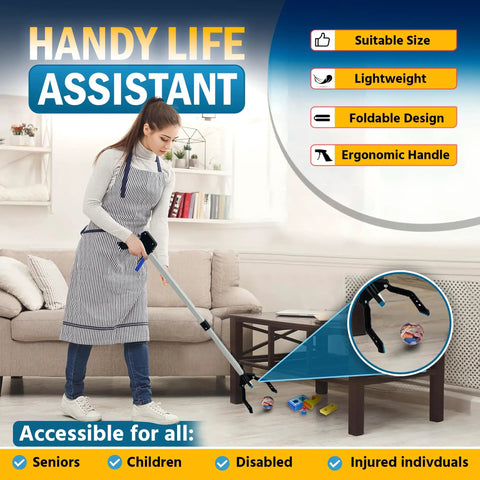 32 Inch 3 Claw Reacher Grabber Tool Heavy Duty Foldable with Wide Jaws and Rubberized Grip, Lightweight Steel Cable Garbage Picker Upper for Seniors, Trash Picker and Pickup Tool