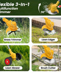 Cordless 24V Weed Wacker With 2x2000mAh Batteries And Fast Charger 3 In 1 Stringless Lightweight Brush Cutter Edger Mower