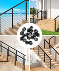 20 Pack 5/16 Inch Black Angle Washers for Cable Railing and Stair Ends, Stainless Steel 30 Degree Beveled Washers with stair railings