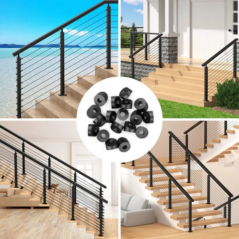 20 Pack 5/16 Inch Black Angle Washers for Cable Railing and Stair Ends, Stainless Steel 30 Degree Beveled Washers with stair railings