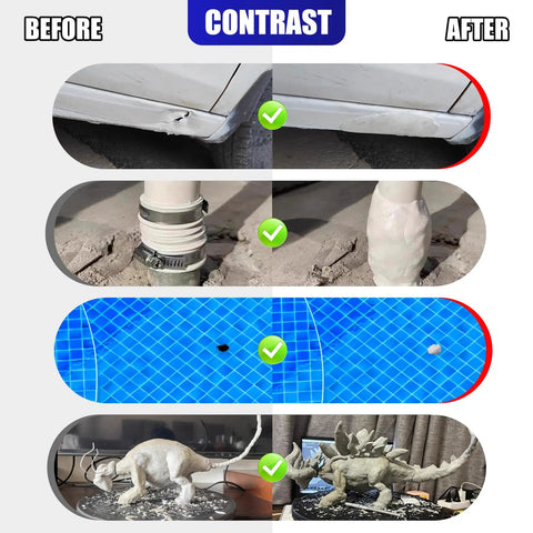 Before and after using Heavy Duty All Purpose Epoxy Putty 10oz 280g Two Part A And B Sculpting Clay Waterproof Repair Filler