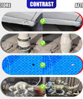 Before and after images of Heavy Duty Epoxy Putty 10 Oz Black fixing leaks and cracks on car, plumbing, pool, and sculpture surfaces