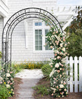 Built Tough 7Ft Steel Garden Arbor With Side Trellis Rust Resistant Powder Coated Archway For Backyard Weddings And Outdoor Decor