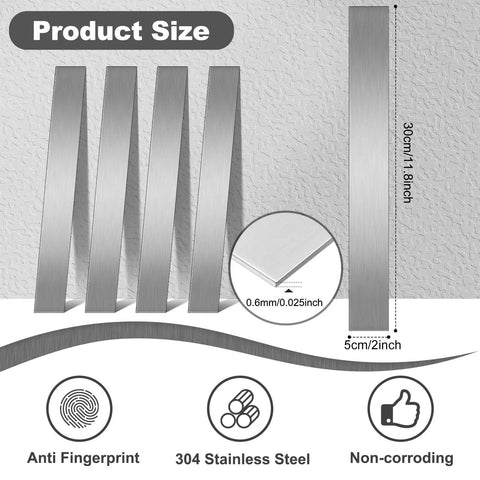 Top Shelf 304 Brushed Stainless Steel Trim Strips 10 Pack For Cabinet And Wall Edge Molding Rustproof Metal with size 30 x 5 cm.