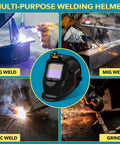 Auto Darkening Welding Helmet With True Color View Solar Powered Welder Hood With Two Arc Sensors Wide Shade 4 To 9 13