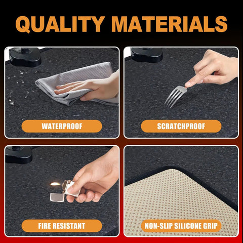 Quality materials of Toasty Foot Warmer Under Desk Heater with waterproof, scratchproof, fire-resistant, non-slip silicone grip features.