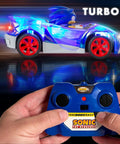 Sonic Glow Racer RC Car Ready To Run 1 24 Scale with controller, light up body and Turbo Boost LEDs in action