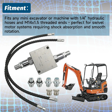 Mini Excavator Cushion Valve Kit For One Quarter Inch Hydraulic Hoses With M14x1.5 Threads Fits Hydraulic Swivel Motors And Most Small Machines Durable Replacement Part For Smooth Quiet Operation