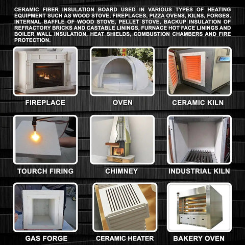 Pro Grade Built Tough 24 Pack Ceramic Fiber Insulation Boards, 2X19.7X39.4 Inch Aluminosilicate Refractory Tile Sheets used in ovens and kilns.