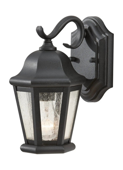 Martinsville Style Outdoor Wall Lantern For Patio One Light 100 Watt Black Finish Weatherproof Suitable For Wet Locations cETL Listed