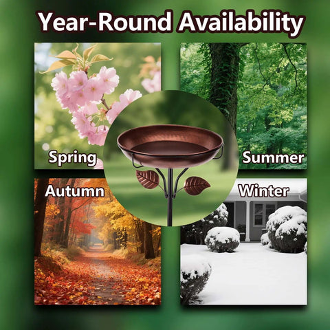 Built To Last Heavy Duty Metal Bird Bath For Outdoors Weatherproof Detachable Design In Retro Bronze, year-round garden use