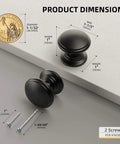 Bulk 25 Pack Black Cabinet Knobs Round Drawer Pulls Zinc Alloy Hardware For Dresser And Cabinets One And One Fifth Inch Diameter