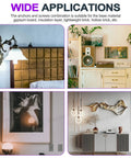 Four images showing drywall anchor applications for lamps, shelves, and art; DIY 201-Piece Drywall Self-Drilling Anchors And Screws Kit.