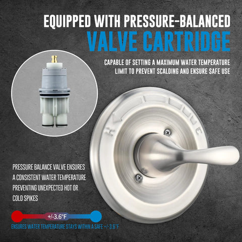 Delta 13 Series Trim Kit Replacement with pressure-balanced valve cartridge and stainless steel finish for shower.