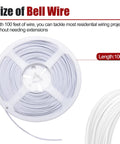 Universal 24/2 AWG 100 Feet Bell Wire For Garage Doors And More, spool showing length and white cable detail