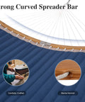 Close-up of curved spreader bar on Free Standing Outdoor Hammock With Heavy Duty Stand Navy Blue For Backyard Patio And Garden Lounging