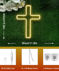 Lit Cross LED Neon Sign for Wall Decor USB Powered Glow Light for Bedroom and Kids Party Christian Wall Sign with Easy Mount