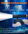 Type C Rechargeable Dive Light With 3000 Lumens Underwater Torch IP68 Submersible Flashlight on wrist in ocean scene