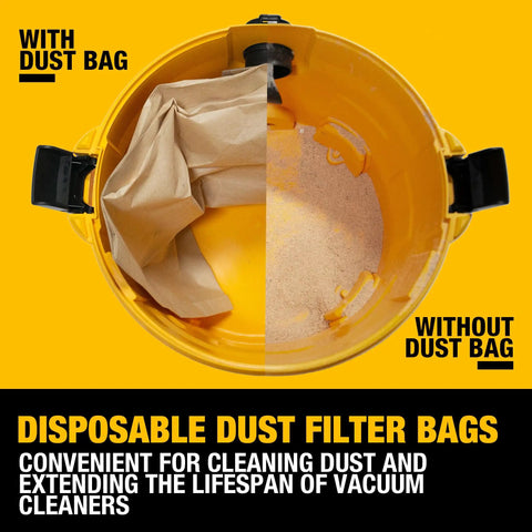 3 Pack Dust Bags For 6-10 Gallon Wet Dry Vacuums With Durable Filtration in vacuum comparison, fit DXV models shown