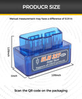 Bluetooth OBD2 Scanner Car Code Reader Diagnostic Tool For Android Symbian Windows, blue, 1.25x1x1.95 inches, ELM 327