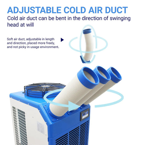 Adjustable cold air ducts on the Badass Heavy Duty Spot Cooler 22178 BTU 220V Portable Air Conditioner for targeted cooling.