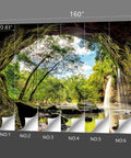 Epic Forest Landscape Wall Mural With Waterfall And Jungle Scene For Living Room And Bedroom, 160 By 108 Inch Fabric Wall Art Divided Into 7 Panels, Not Peel And Stick, Adhesive Required For Installation outdoor view