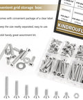 Badass 142 Piece Stainless Steel Screw Assortment Kit With Phillips Countersunk Head Machine Screws Matching Hex Nuts And Flat Washers Built Tough For Any Garage Upgrade On A Dime Today in organized storage box.