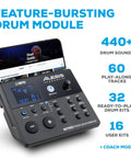 Feature-bursting drum module for 8 Piece Electronic Drum Kit With Quiet Mesh Heads For Beginners 10 Inch Dual Zone Snare