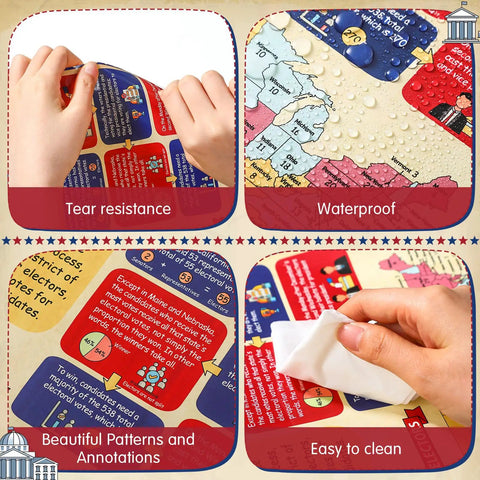 US Government Poster Set For The Classroom 10 Pcs; features tear resistance, waterproof, beautiful patterns, easy to clean.