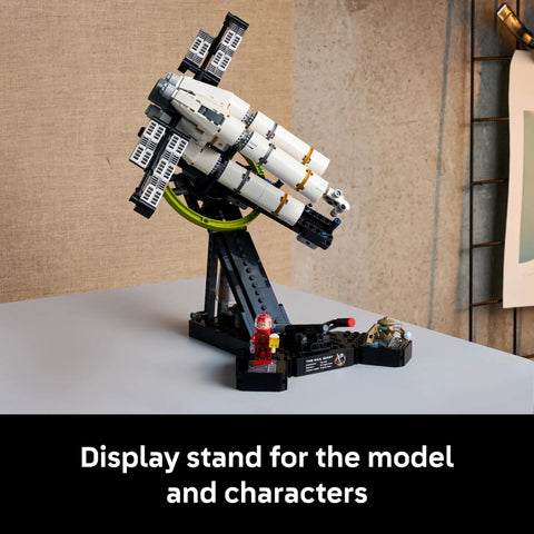 Project Hail Mary Microscale Spacecraft Model Collectible Set For Adults on gravity stand with minifigures.