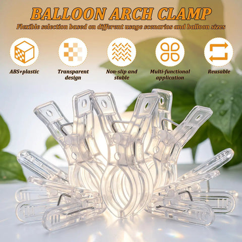 25 Pks Heavy Duty Balloon Arch Clips With Spring Clamps For Garland Backdrops Birthday Weddings Photoshoots Party Decorations Reusable Transparent Plastic Accessories That Are Perfect For Any Awesome Event. Clear plastic balloon arch clips with spring clamps, reusable, for garlands and backdrops.