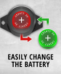 BT Vibration Sensor Add On For CarLock Device Amped Up Theft Protection With Instant Motion Alerts Extends CarLock OBD Or Wired System Not Standalone Easy Install On Doors Or Valuables For Extra Coverage And Quick Response battery replacement diagram with CR2477 3V coin cell